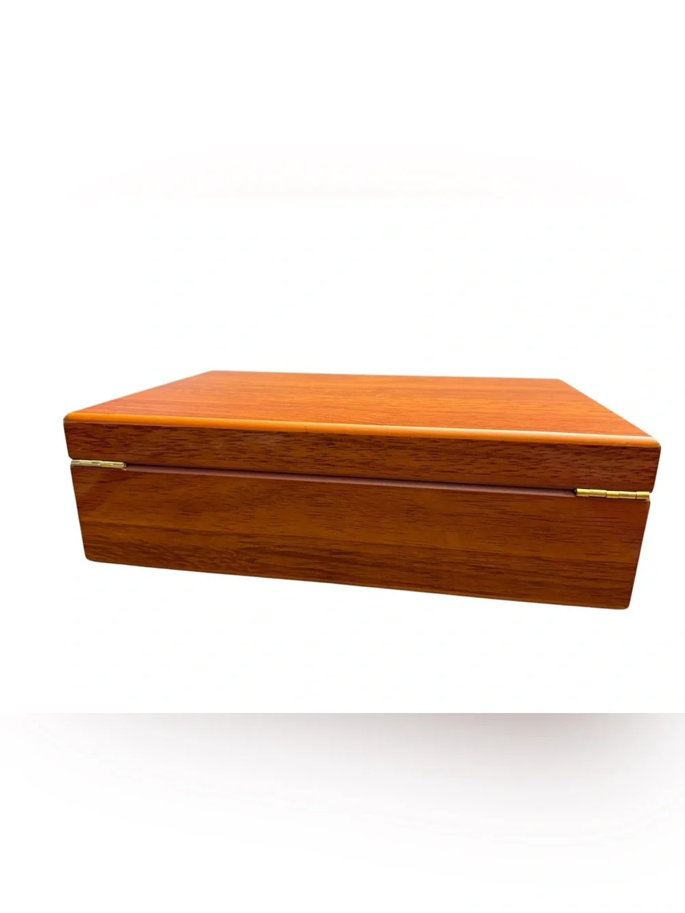 Wood Keepsake Box Red Velvet Lined Jewelry Box Memory Storage Chest 11”